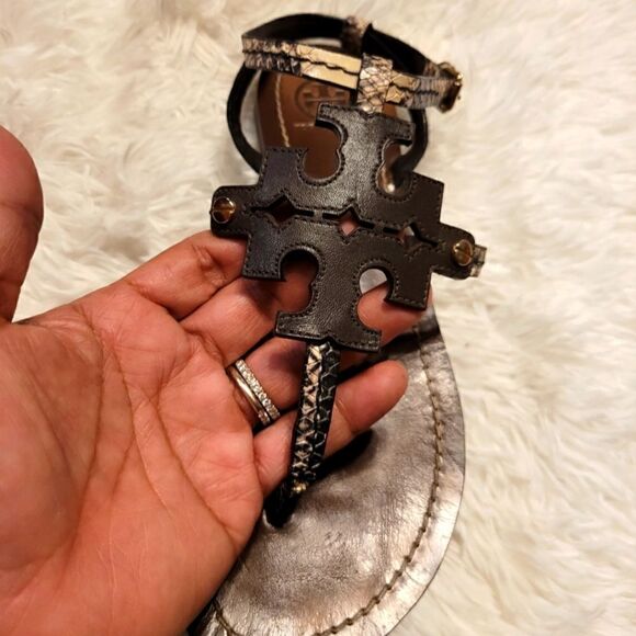 Tory burch Snakeskin Ankle Strap Sandals Brown Size 7 - Picture 2 of 6